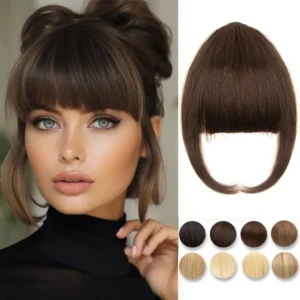 Vue rapprochée de la frange 3D coupe émoussée élégante