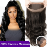 Perruque naturelle ondulée 360 vue de face