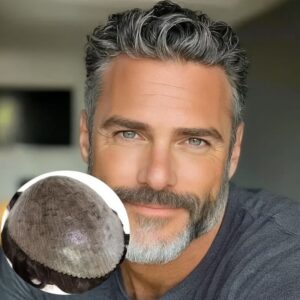 Prothèse capillaire noir mêché