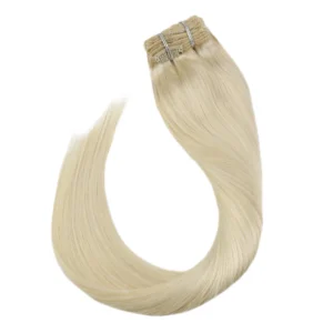 Extensions à clips cheveux Remy vue rapprochée