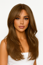 Perruque ondulée naturelle Claudia brune élégante