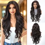 Perruque synthétique Fati noire élégante