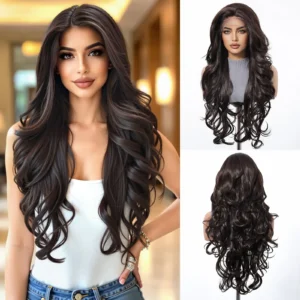 Perruque synthétique Fati noire élégante