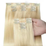 Extensions de cheveux humains à clips PU brillants et soyeux