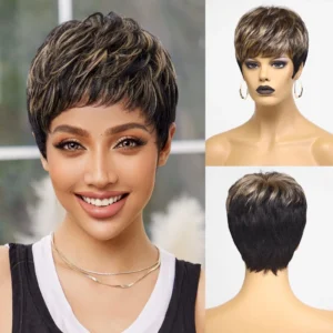 Perruque naturelle courte style Carine chic