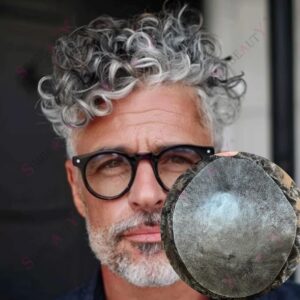 Toupet bouclé noir et blanc élégant