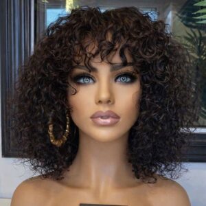 Vue latérale de la perruque bouclée naturelle Manon