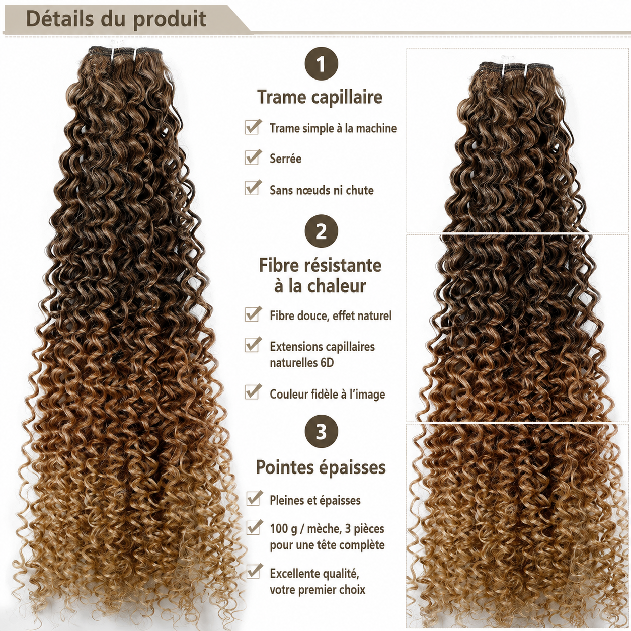 Extensions de cheveux bouclées 26 pouces – Fibre végétale haute température – Image 2