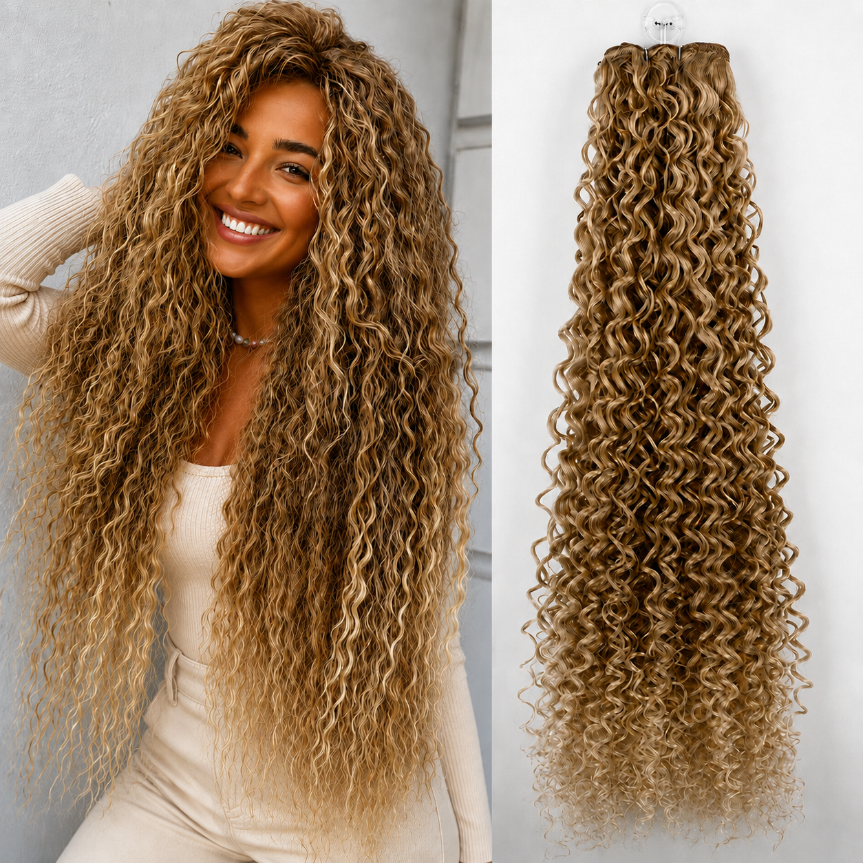 Extensions de cheveux bouclées 26 pouces – Fibre végétale haute température