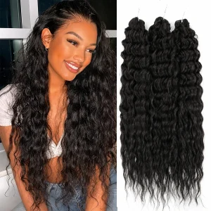 Lot de 3 mèches Crochet Braids Deep Water Twist 61 cm en fibre végétale.