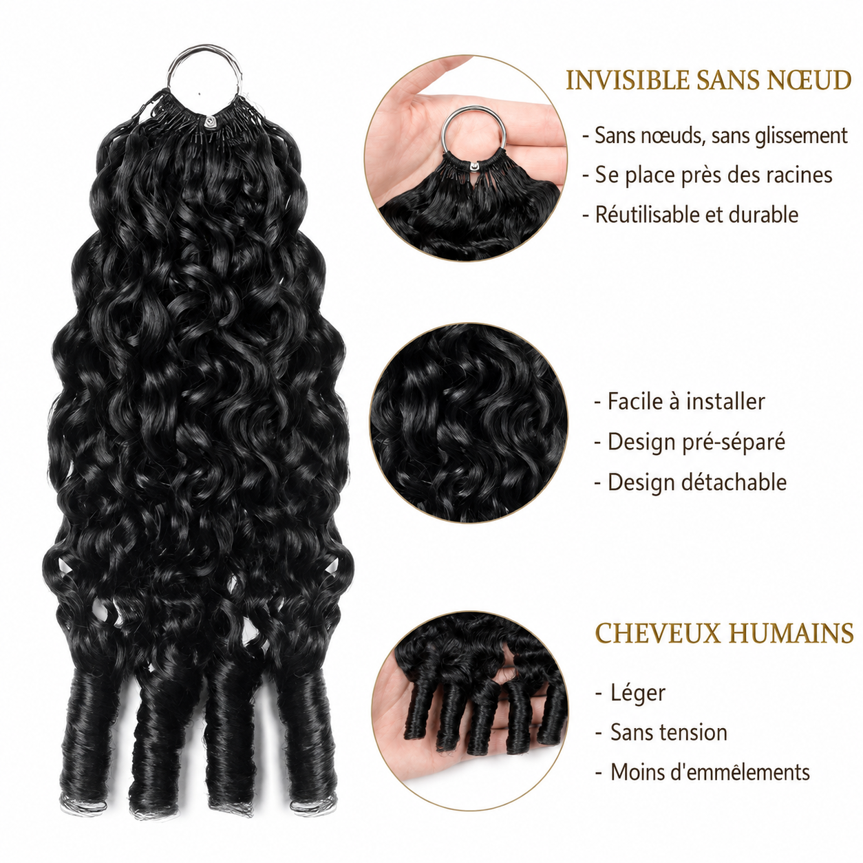 Mèches pour crochet braid Curly, en cheveux naturels birmans, texture bouclée ultra-douce et légère. – Image 4