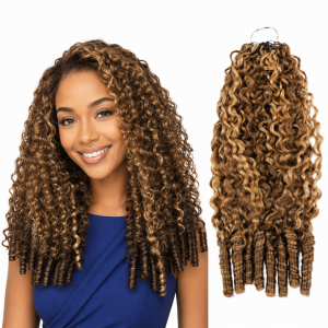 Mèches Crochet Braids Burmese Curly en Cheveux Humains – Coloration Méchée