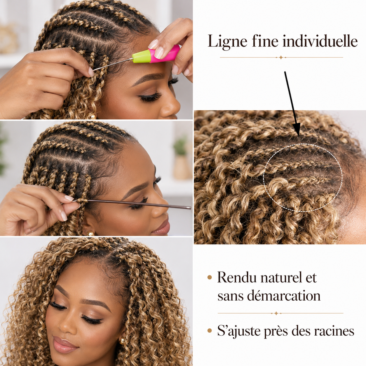 Crochet Braids Kinky Curly en Cheveux Humains – Blond Miel – Image 3