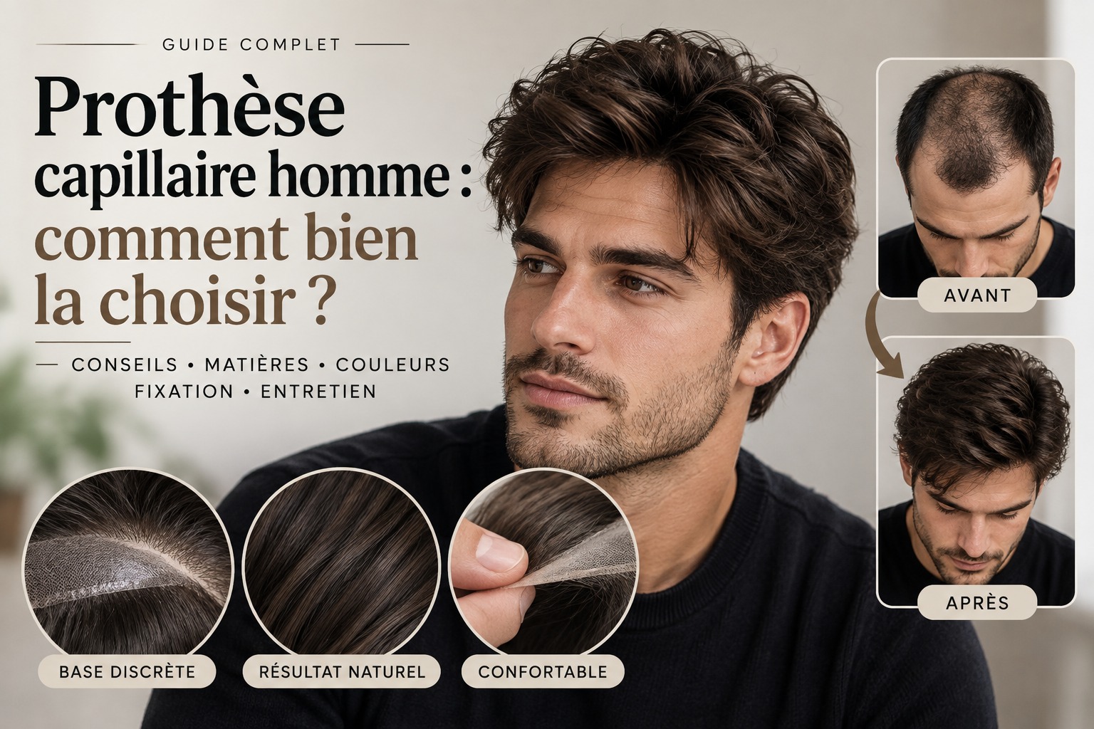 Prothèse capillaire homme au rendu naturel